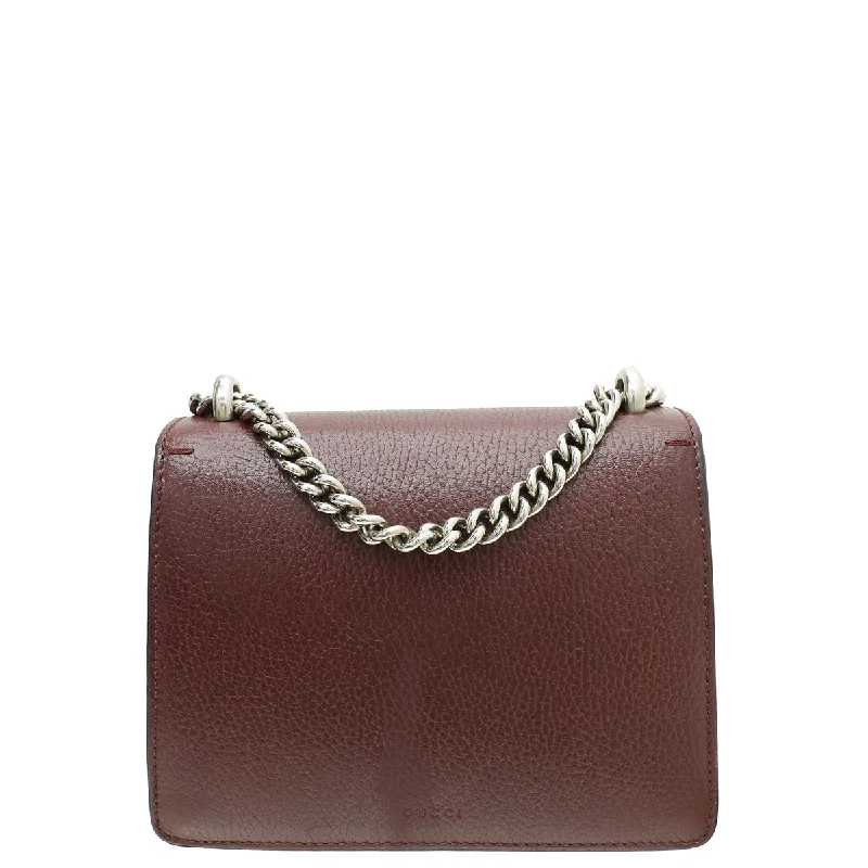 Women Gucci bags with a magnetic snap closure for easy accessGucci Burgundy Dionysus Mini Chain Shoulder Bag