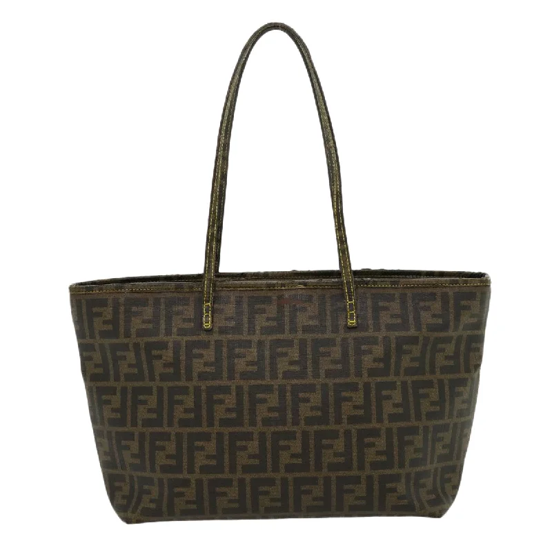 Fendi bags with a touch - screen - friendly pocket for using devices without taking them outFENDI Zucca Canvas Shoulder Bag 2Set Black Brown  am2696g