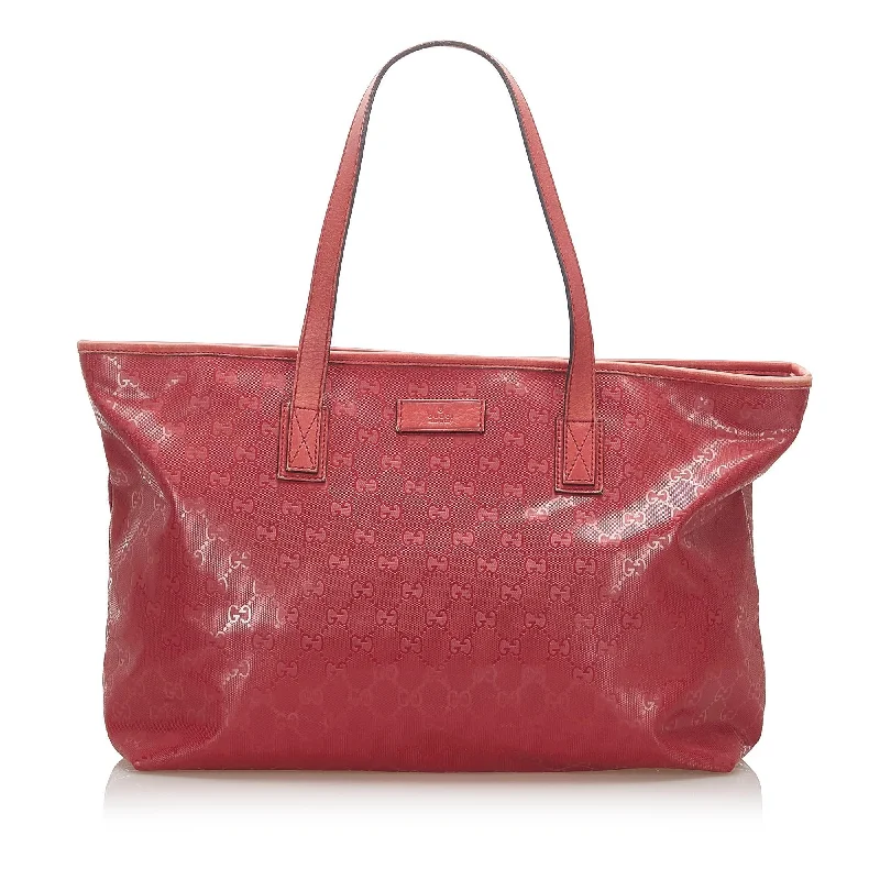 Women Gucci crossbody bags in a bold red colorGucci GG Imprime Tote Bag (SHG-17779)