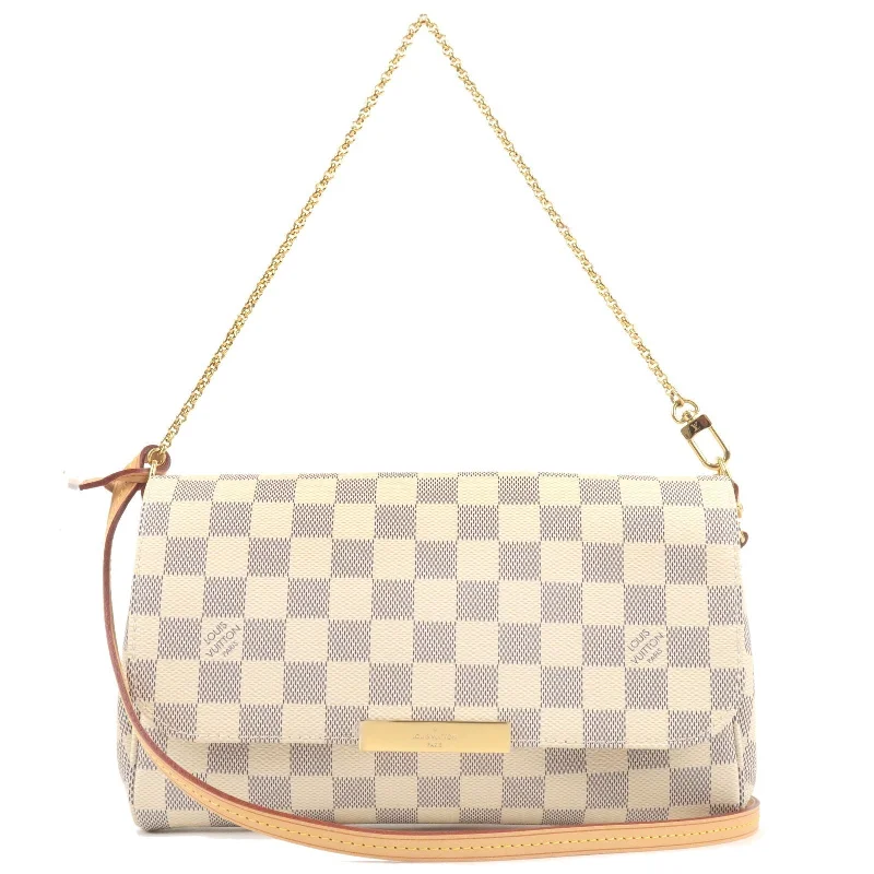 Louis Vuitton tote bags with a spacious interior and multiple pocketsLouis Vuitton Damier Azur Favorite MM 2Way Bag Hand Bag N41275