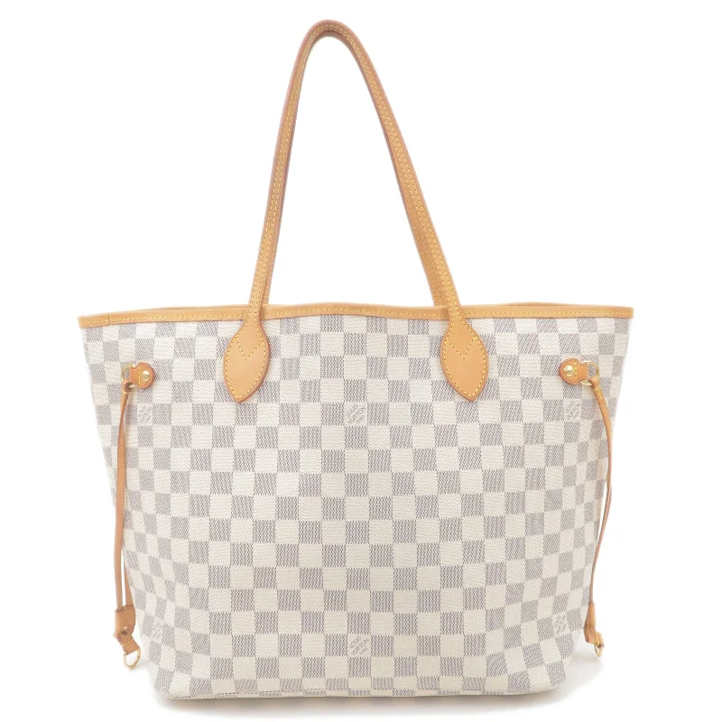 Louis Vuitton handbags with a metal - framed clasp for durabilityLouis Vuitton Damier Azur Neverfull MM Tote Bag N51107