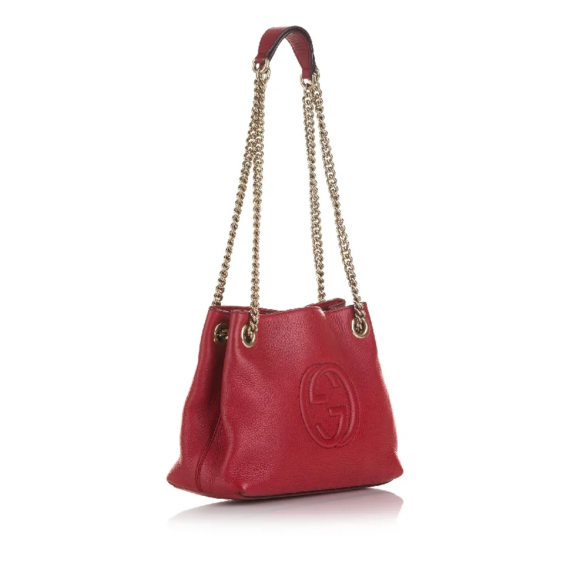 Gucci Marmont bags for women with a contrast - colored interiorGucci Soho Chain Tote (SHG-3nWKJF)