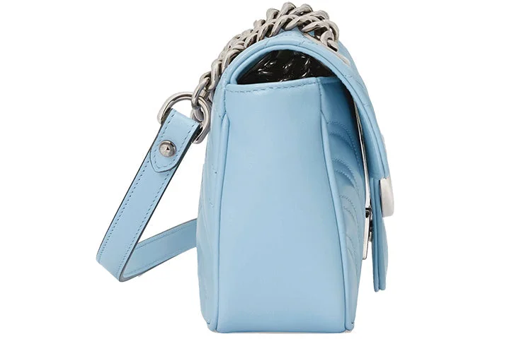 Gucci tote bags for women with a printed Gucci logoGucci GG Marmont Mini Bag 'Pastel Blue' 446744-DTDIP-4928