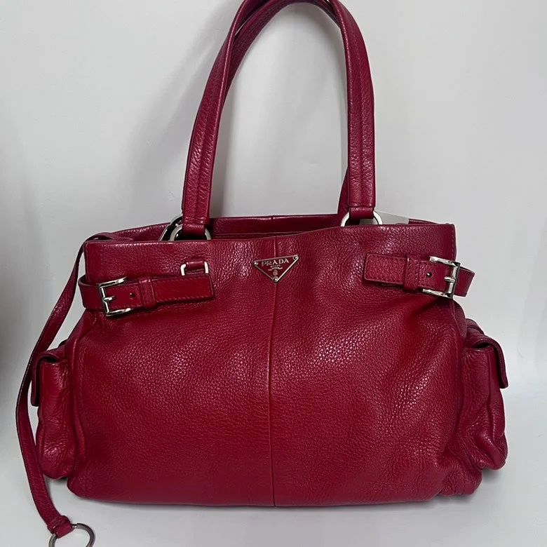 Prada crossbody bags with a keychain holder for practicalityPrada Red Leather Shoulder Bag