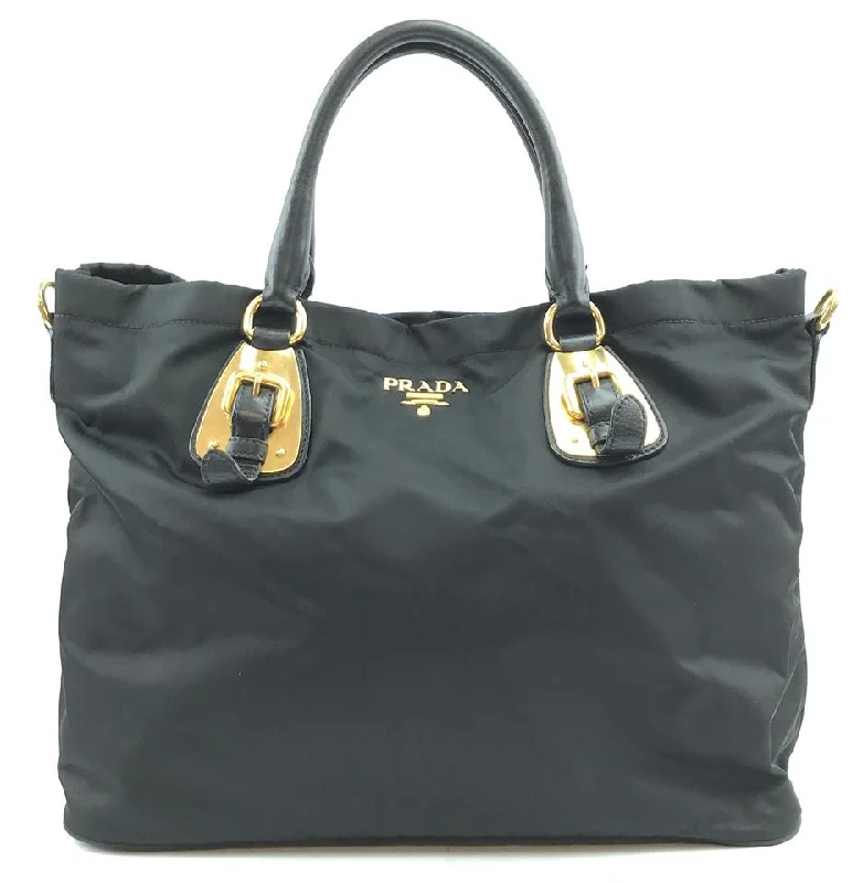 Prada Cleo bags with a crystal - embellished logo for added luxuryPrada Rare Tessuto Tote Handbag Black Nylon Shoulder Bag