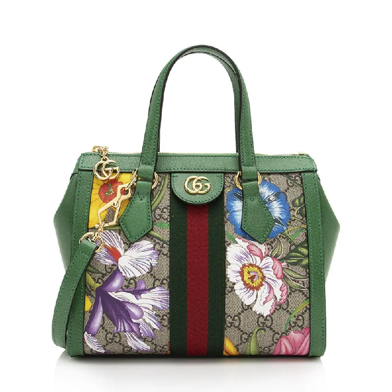 Ladies Gucci handbags with a detachable coin purse insideGucci GG Flora Ophidia Small Tote (SHF-13445)