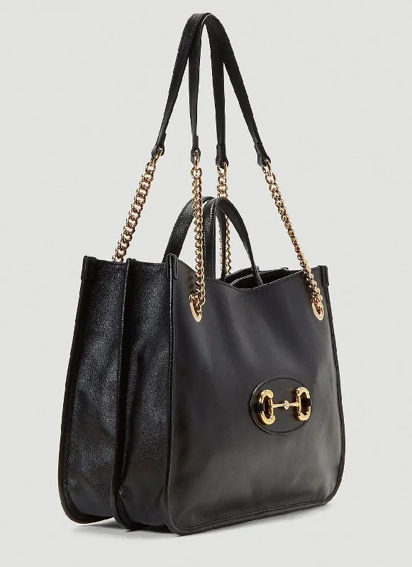 Women Gucci bags with a front - zip pocket for small itemsGUCCI 1955 HORSEBIT TOTE BAG