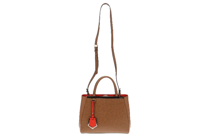 Ladies Fendi shoulder bags with a tassel - decorated zipper for added charm and styleFendi Tan Leather With Orange Interior Petite 2Jour