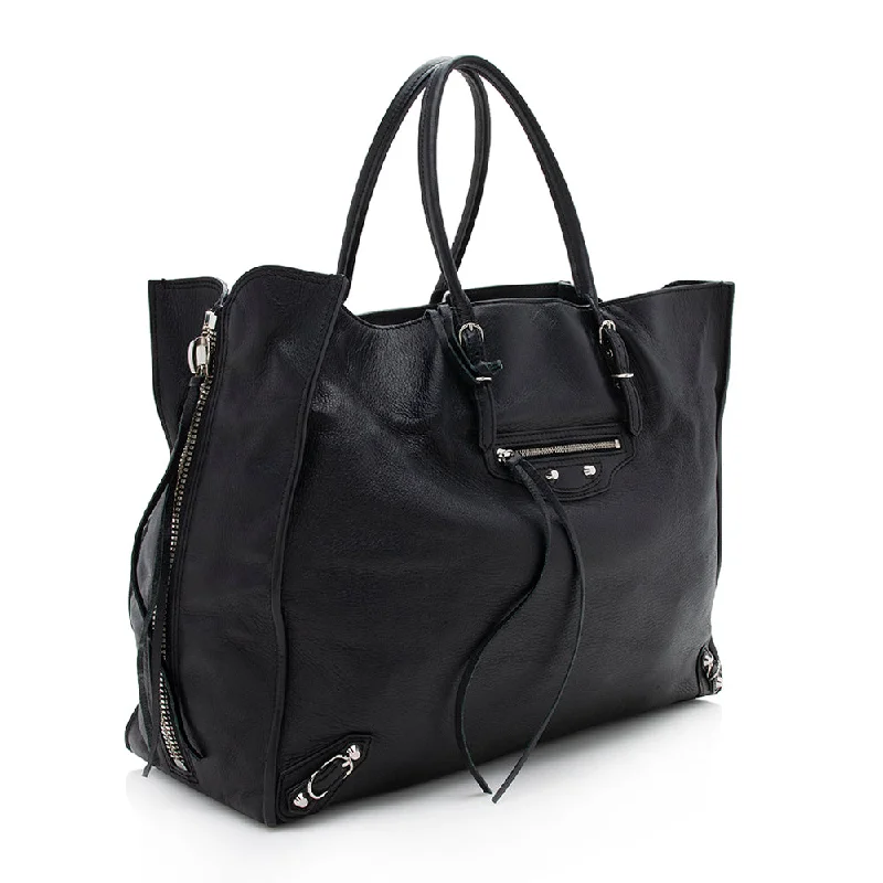 Balenciaga Speed large size with adjustable drawstringsBalenciaga Veau Leather Papier A4 Zip Around Tote (SHF-12250)