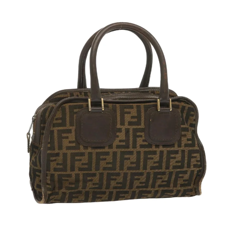 Fendi tote bags with a self - cleaning interior lining for easy maintenanceFENDI Zucca Canvas Hand Bag Black Brown  68378