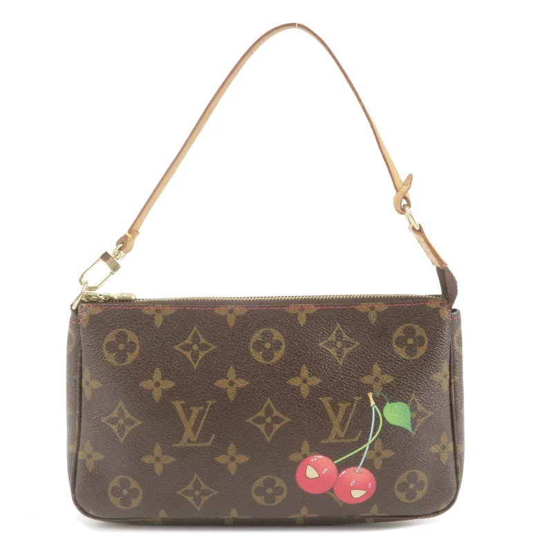 Louis Vuitton crossbody bags in a bold red color for a statementLouis Vuitton Cherry Pochette Accessoires Pouch Brown M95008