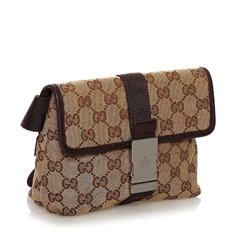 Women Gucci Sylvie bags with a leather - wrapped handleGucci GG Canvas Belt Bag (33561)