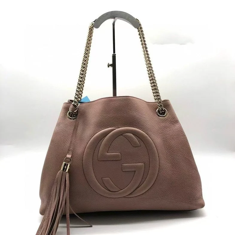 Ladies Gucci Dionysus bags with a star - shaped charmGucci Soho Rose Beige Leather Chain Shoulder Bag Large