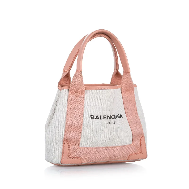 Balenciaga City bag small size featuring hand - painted detailsBalenciaga Navy Cabas XS Canvas Satchel (SHG-24720)