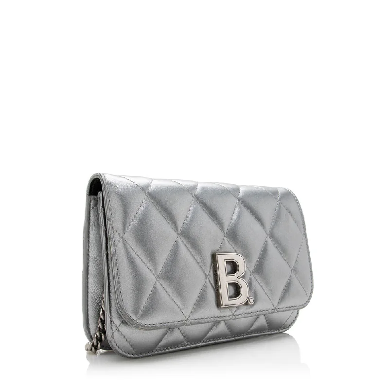 Balenciaga Hourglass small size with laser - cut detailsBalenciaga Quilted Metallic Leather B Dot Shoulder Bag (SHF-16927)