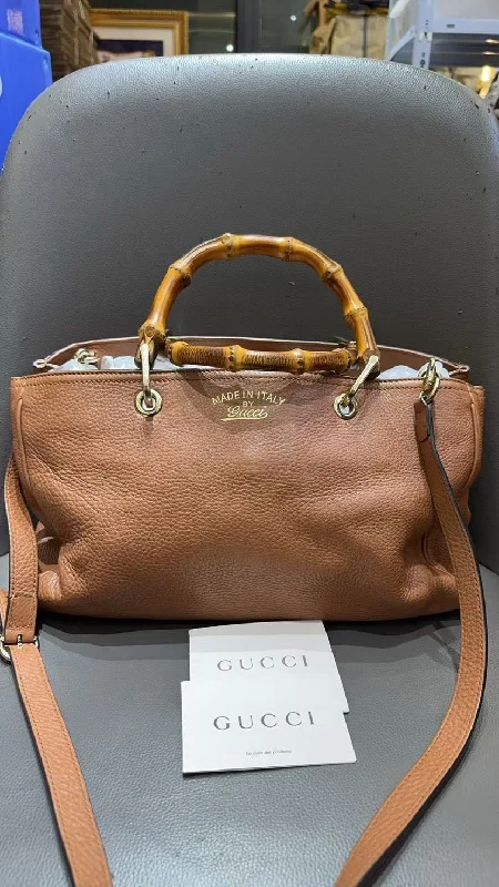 Gucci backpacks for women with a padded laptop compartmentGucci Bamboo Brown Leather Tote Bag Medium