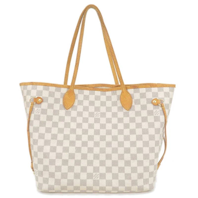 Louis Vuitton Alma bags with a monogram - embossed leather surfaceLouis Vuitton Damier Azur Neverfull MM Tote Bag N51107