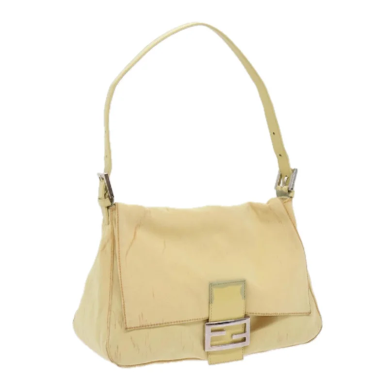 Fendi Baguette bags with a studded leather trim for a bold and edgy lookFENDI Mamma Baguette Shoulder Bag Nylon Yellow  65559