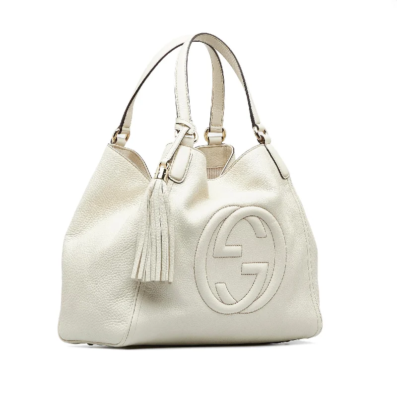 Women Gucci Sylvie bags with a monogram - embossed leatherGucci Soho Cellarius Tote (SHG-dF80xx)