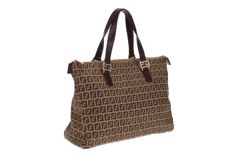 Fendi tote bags with a reinforced bottom for increased durabilityFendi Vintage Zucchino Tote Top Handle