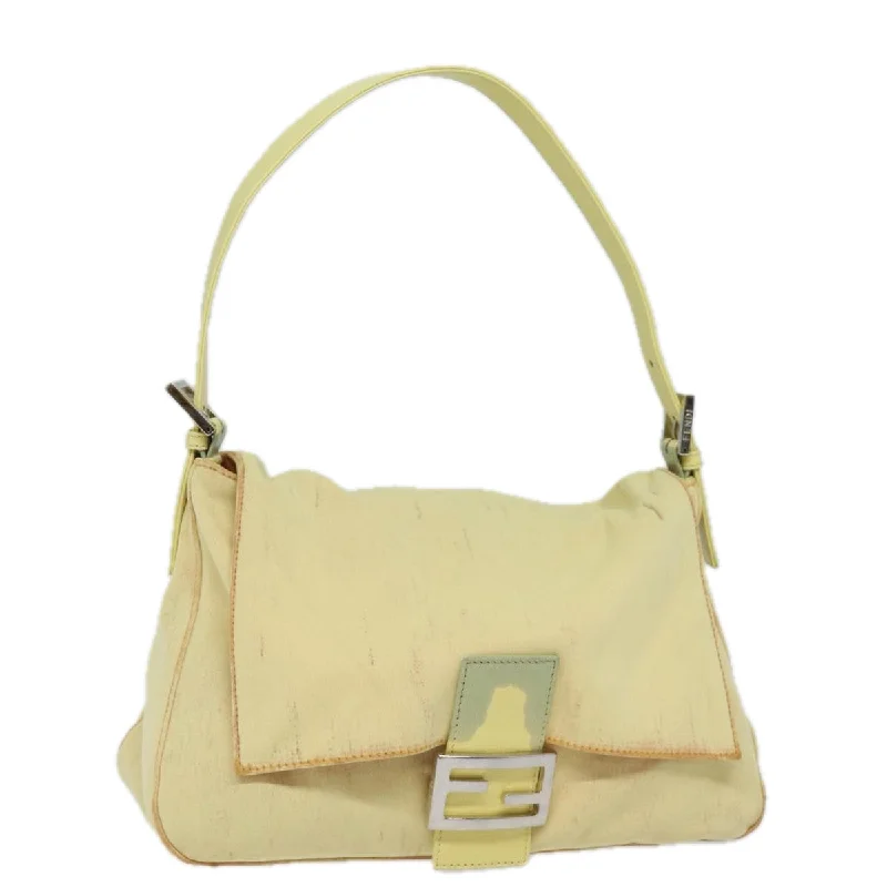 Ladies Fendi handbags with a detachable wallet insert for added convenienceFENDI Mamma Baguette Shoulder Bag Nylon Yellow  81189