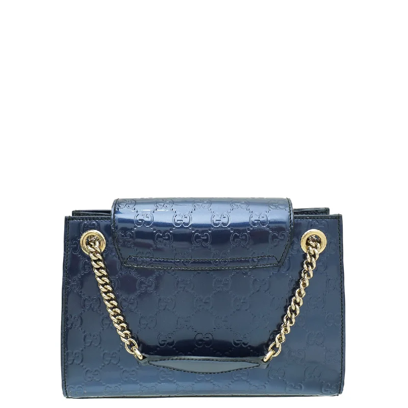 Women Gucci bags with a detachable mirror insideGucci Navy Blue GG Guccissima Emily Small Shoulder Bag