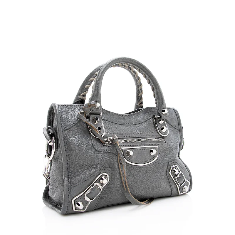 Balenciaga Le Dix medium size with adjustable shoulder strapsBalenciaga Chevre Metal Edge City Mini Satchel (SHF-18937)