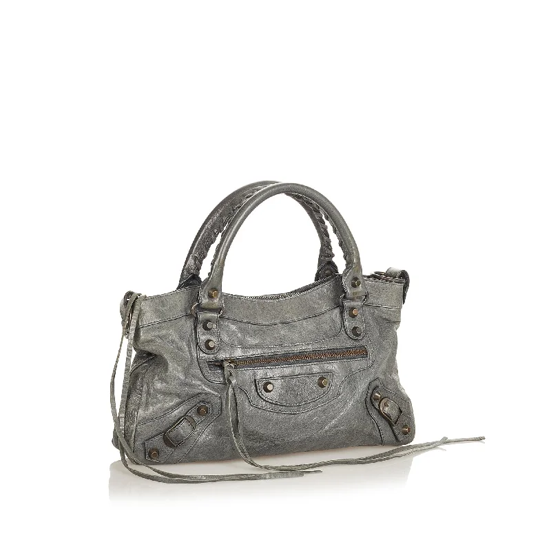 Balenciaga City bag with silver - tone rivetsBalenciaga Motocross Classic First Leather Satchel (SHG-26212)