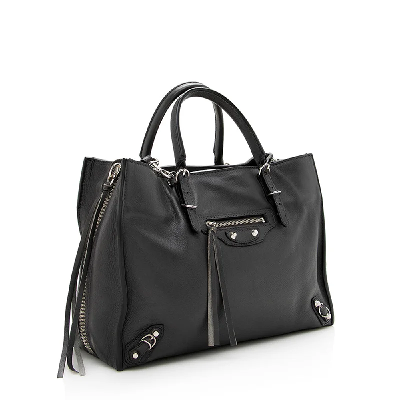 Balenciaga First small size with silver - tone rivetsBalenciaga Grained Calfskin Papier A6 Zip Around Tote (SHF-18723)