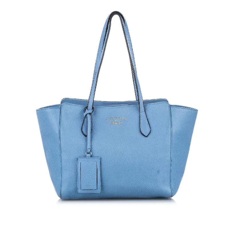 Women Gucci backpacks with a luxurious leather finishGucci Swing Leather Tote Bag (SHG-17480)