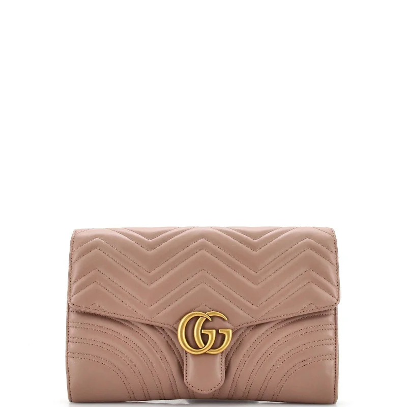 Women Gucci crossbody bags with a keychain holderGucci Gg Marmont Flap Clutch Matelasse