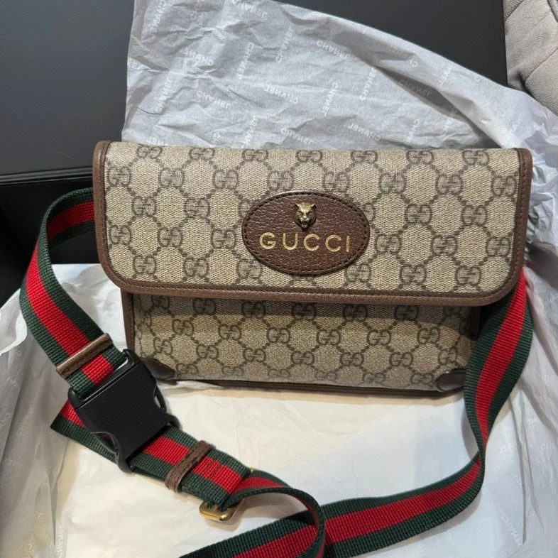 Gucci backpacks for women with a hidden back pocketGucci Beige Brown Monogram Canvas Bumbag