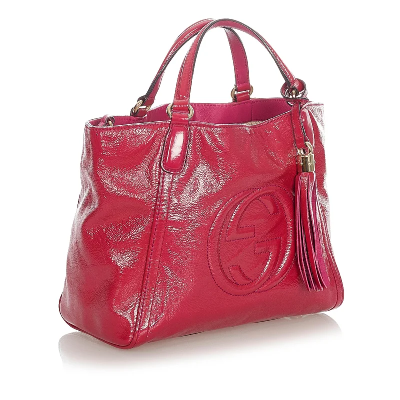 Gucci handbags for women with a metal - framed claspGucci Soho Patent Leather Satchel (SHG-31947)