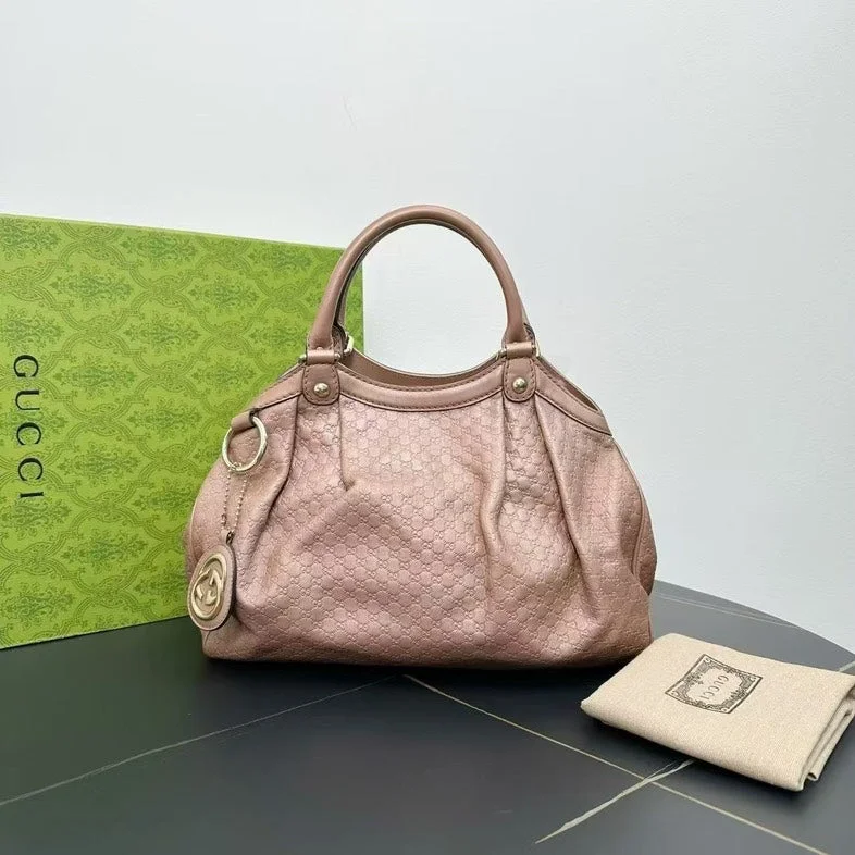 Gucci handbags for women with a patent - leather finishGucci Sukey Pink Leather Tote Bag Large