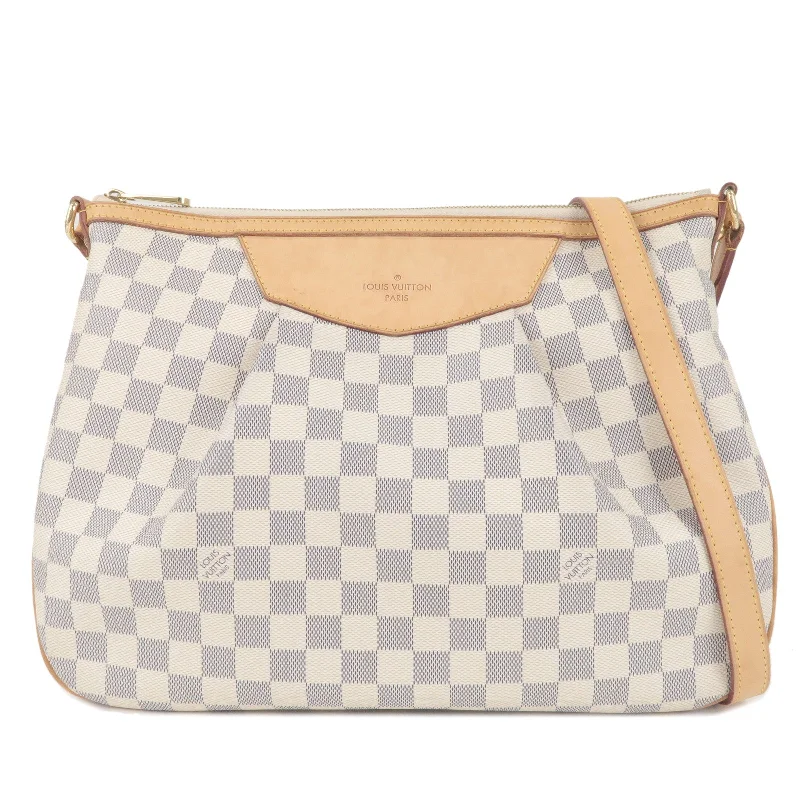 Ladies Louis Vuitton handbags with a detachable coin purse insideLouis Vuitton Damier Azur Siracusa MM Crossbody Shoulder Bag N41112 F/S