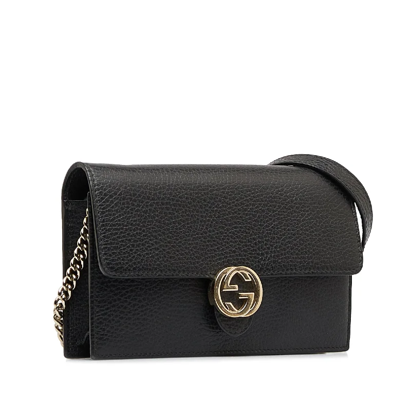 Small - sized Women Gucci shoulder bags for evening outingsGucci Interlocking G Wallet On Chain Black