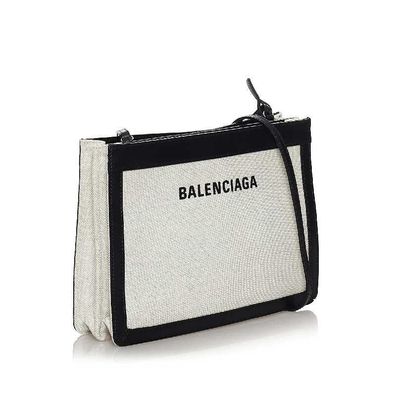 Balenciaga Track Bag large size with leather - trimmed handlesBalenciaga Navy Pochette S Canvas Crossbody Bag (SHG-29713)