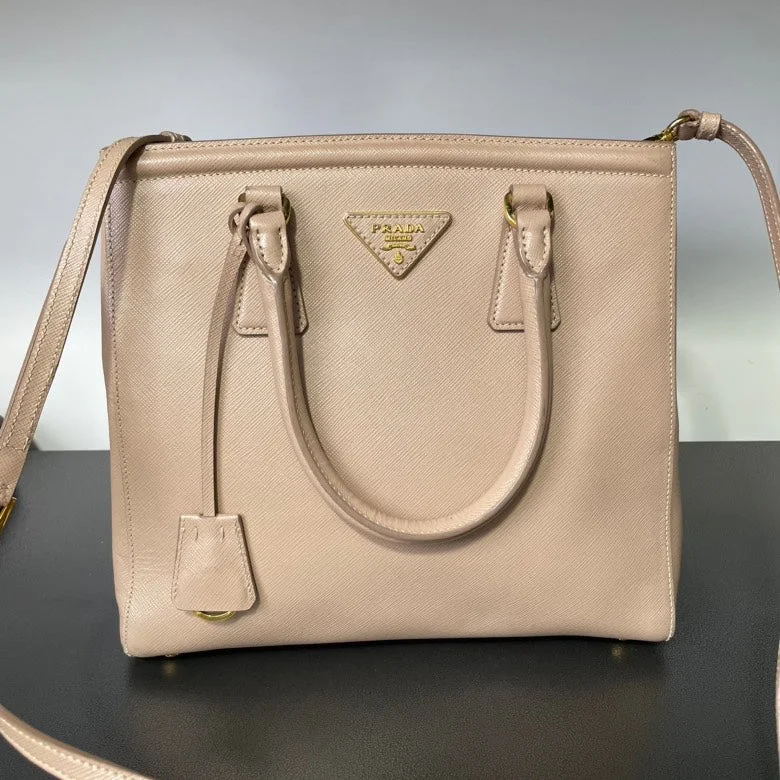 Prada Re - Edizione 2005 bags with a retro - inspired designPrada Beige Saffiano Leather Tote Bag