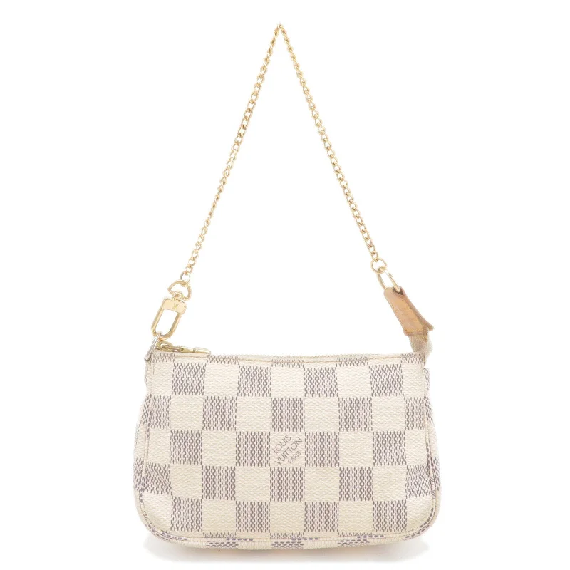 Louis Vuitton crossbody bags with a woven leather strap for textureLouis Vuitton Damier Azur Mini Pochette Accessoires Pouch N58010