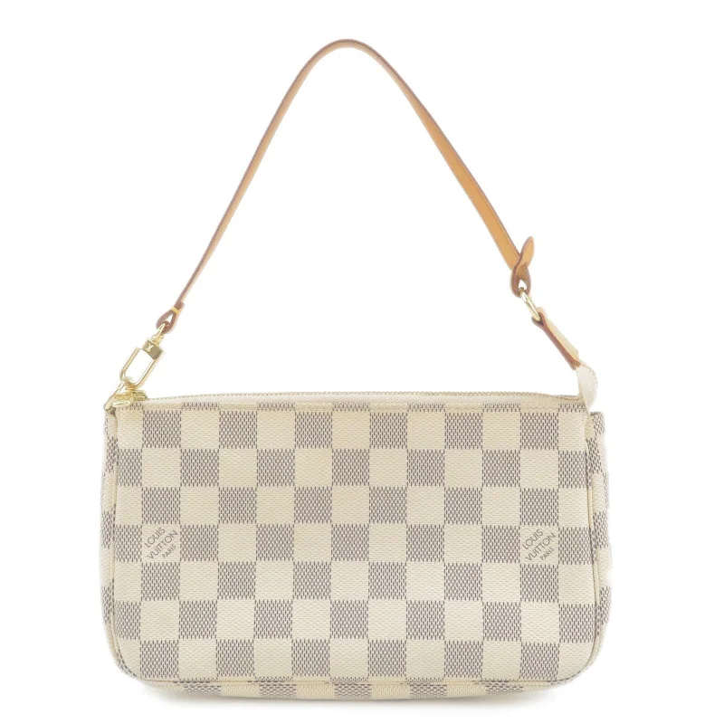 Ladies Louis Vuitton shoulder bags with a wide - width strap for comfortLouis Vuitton Damier Azur Pochette Accessoires Pouch N51986