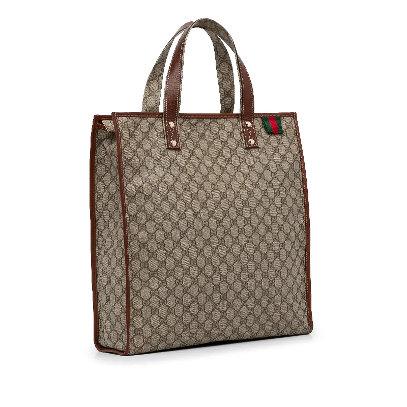 Gucci tote bags for women with a water - resistant coatingGucci Medium GG Supreme Web Loop Vertical Tote (SHG-fppdZz)