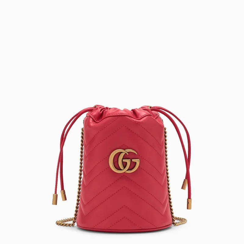 Gucci Marmont bags for women with a snakeskin - effect panelGucci Gg Marmont Red Leather Bucket Bag Women