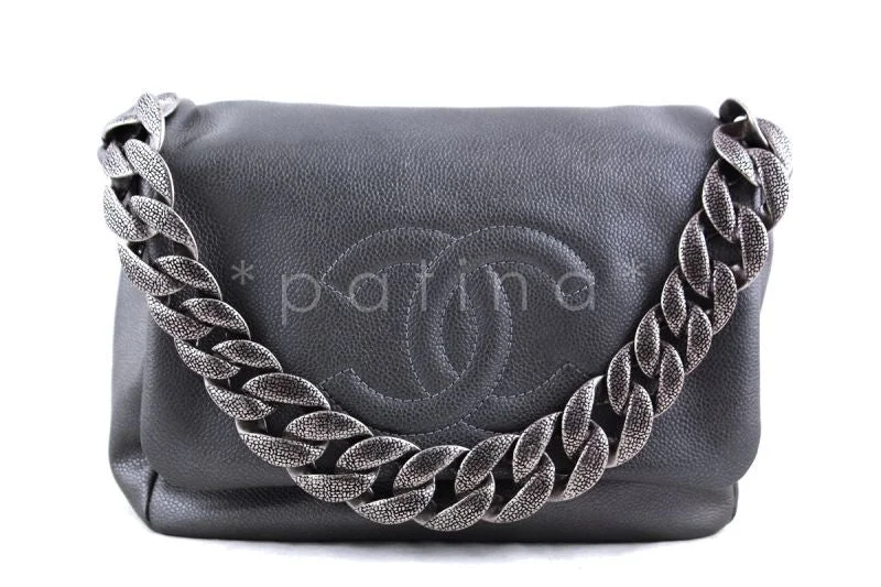 Chanel Handbag with Adjustable Strap for ComfortChanel Gray Caviar 31 Timeless Flap Bag (New)