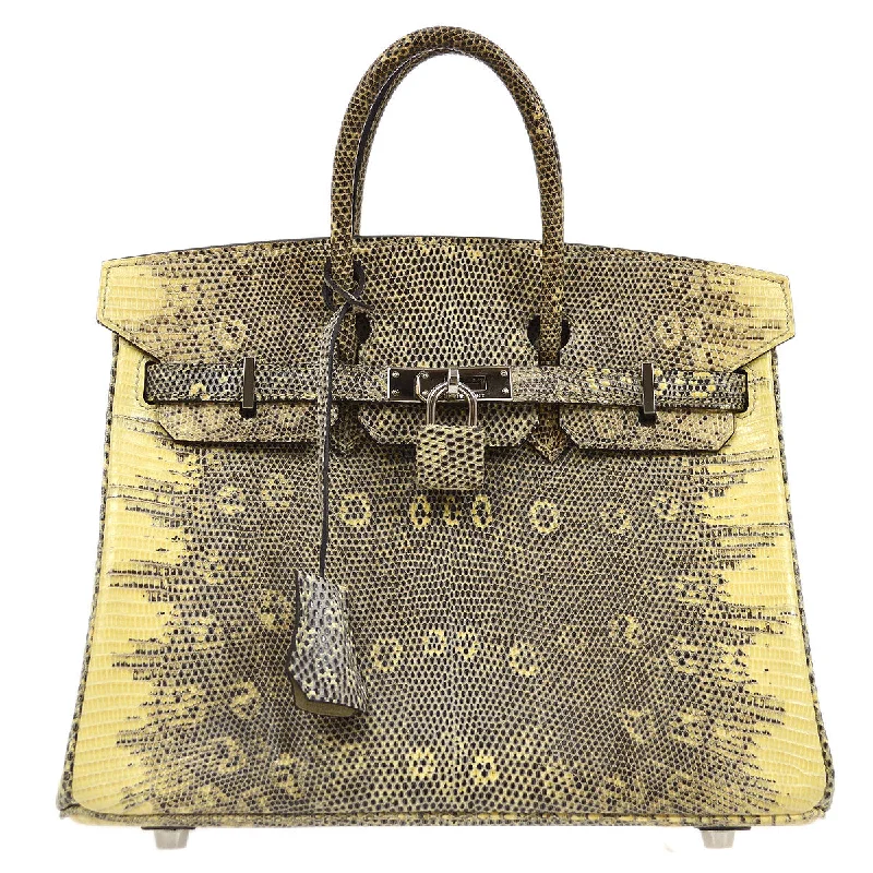 Two - Tone Hermes Bags for a Modern and Stylish AppearanceHermes Birkin Bags with a Chain - Embellished Handle for a Modern TwistHERMES 2011 BIRKIN 25 Ombre Natural Lizard