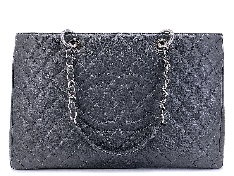 Chanel Vintage Inspired Handbag for Retro LoversChanel Dark Gray Caviar Grand Shopper Tote XL GST Bag SHW