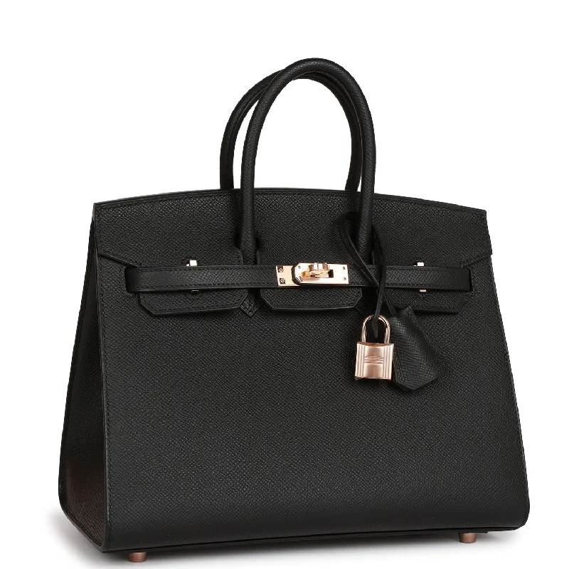 Easy - to - Clean Hermes Bags for Busy LifestylesHermes Birkin Bags with a Beaded Leather Strap for a Bohemian - Glamour LookHermes Birkin Sellier 25 Black Epsom Rose Gold Hardware