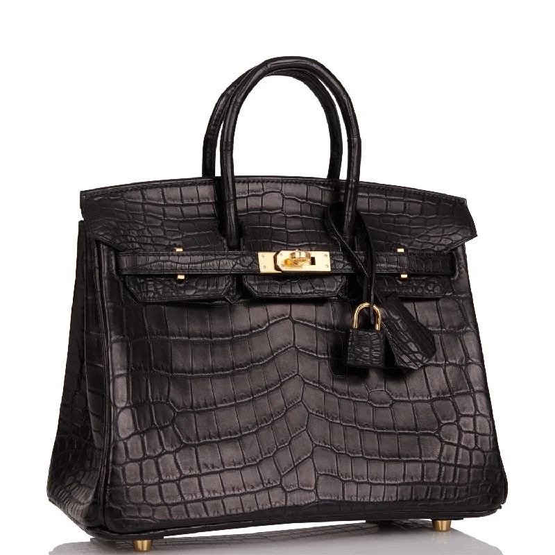 Soft - Handled Hermes So Kelly Bags for a Feminine TouchHermes Birkin Bags with a Crystal - Embellished Lock for Added LuxuryHermes Birkin 25 Black Matte Niloticus Crocodile Gold Hardware