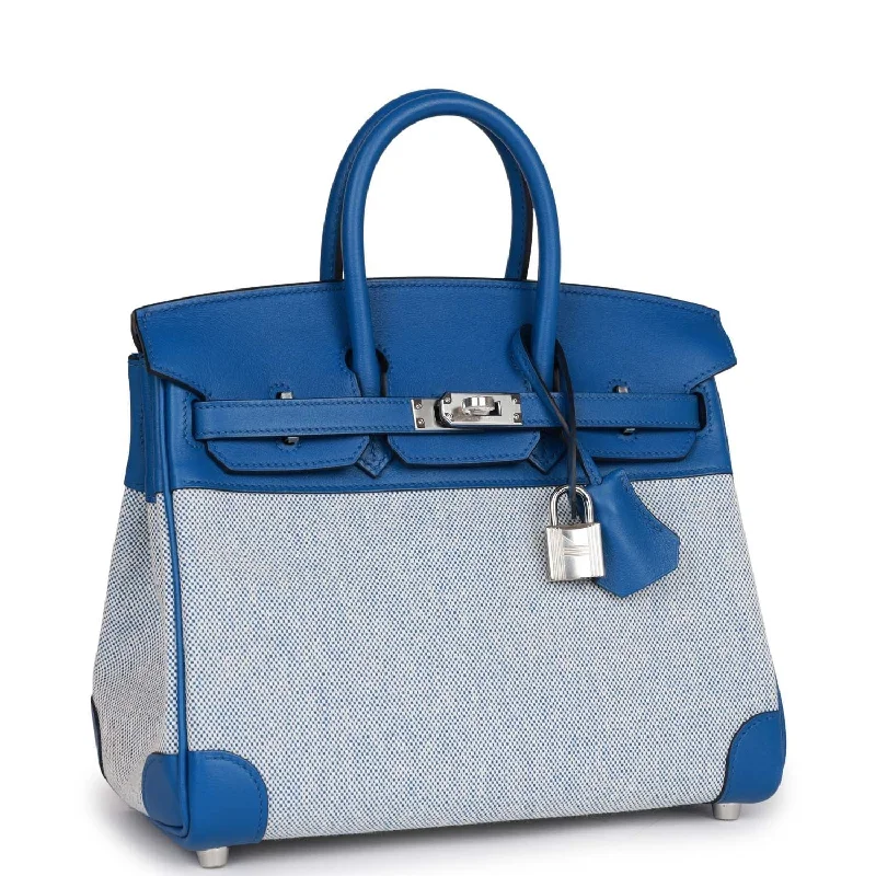 Dark - Hued Hermes Bags for a Sophisticated and Timeless PresenceHermes Birkin Bags with a Contrast - Stitched Handle for Added StyleHermes Birkin 25 Bleu Bill Toile H and Bleu France Swift Swift Palladium Hardware