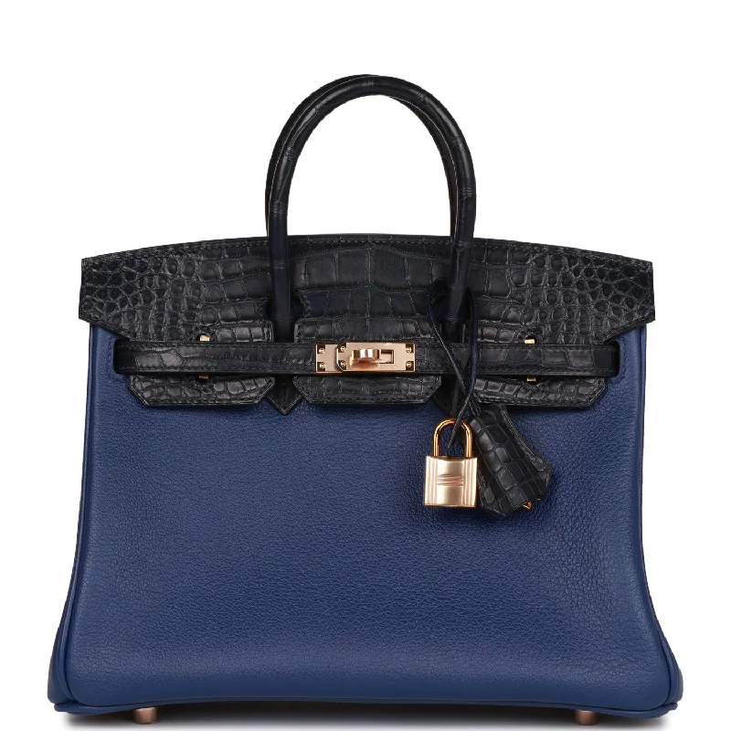 Functional Hermes Roulis Bags with Multiple CompartmentsHermes Birkin Bags with a Gold - Plated Lock and Key SetHermes Birkin 25 Bleu Saphir and Marine Matte Alligator and Togo Touch Rose Gold Hardware