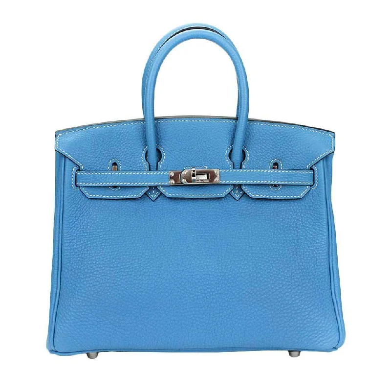 Embroidered Hermes Bags with Floral and Animal MotifsHermes Birkin Bags with a Hand - Carved Leather DecorationHermes Birkin 25 Blue Jean Bag PHW